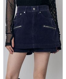 【セットアップ対応】カラーモールデニムミニスカート 秋服