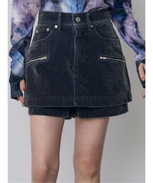 MURUA | 【セットアップ対応】カラーモールデニムミニスカート　秋服(デニムスカート)