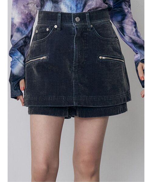 MURUA(ムルーア)の「【セットアップ対応】カラーモールデニムミニスカート 秋服(デニムスカート・レディース・パープル/カーキ/ブルー/ボルドー・1/2)」の3枚目の写真
