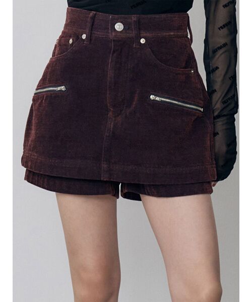MURUA(ムルーア)の「【セットアップ対応】カラーモールデニムミニスカート 秋服(デニムスカート・レディース・パープル/カーキ/ブルー/ボルドー・1/2)」の1枚目の写真