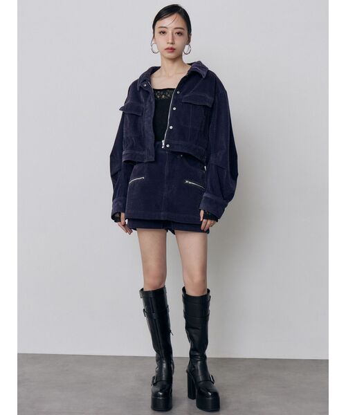 MURUA(ムルーア)の「【セットアップ対応】カラーモールデニムミニスカート 秋服(デニムスカート・レディース・パープル/カーキ/ブルー/ボルドー・1/2)」の7枚目の写真