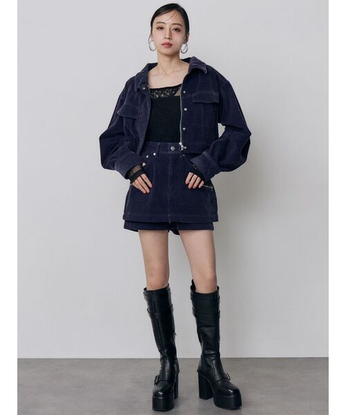 MURUA(ムルーア)の「【セットアップ対応】カラーモールデニムミニスカート 秋服(デニムスカート・レディース・パープル/カーキ/ブルー/ボルドー・1/2)」の13枚目の写真