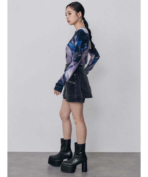 MURUA(ムルーア)の「【セットアップ対応】カラーモールデニムミニスカート 秋服(デニムスカート・レディース・パープル/カーキ/ブルー/ボルドー・1/2)」の5枚目の写真