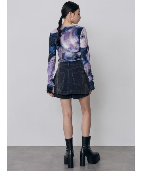 MURUA(ムルーア)の「【セットアップ対応】カラーモールデニムミニスカート 秋服(デニムスカート・レディース・パープル/カーキ/ブルー/ボルドー・1/2)」の6枚目の写真