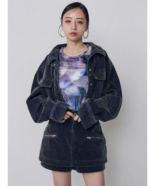 MURUA(ムルーア)の「【セットアップ対応】カラーモールデニムミニスカート 秋服(デニムスカート・レディース・パープル/カーキ/ブルー/ボルドー・1/2)」の7枚目の写真