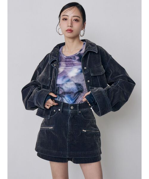 MURUA(ムルーア)の「【セットアップ対応】カラーモールデニムミニスカート 秋服(デニムスカート・レディース・パープル/カーキ/ブルー/ボルドー・1/2)」の8枚目の写真