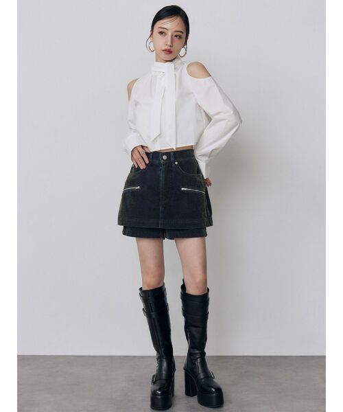 MURUA(ムルーア)の「【セットアップ対応】カラーモールデニムミニスカート 秋服(デニムスカート・レディース・パープル/カーキ/ブルー/ボルドー・1/2)」の9枚目の写真
