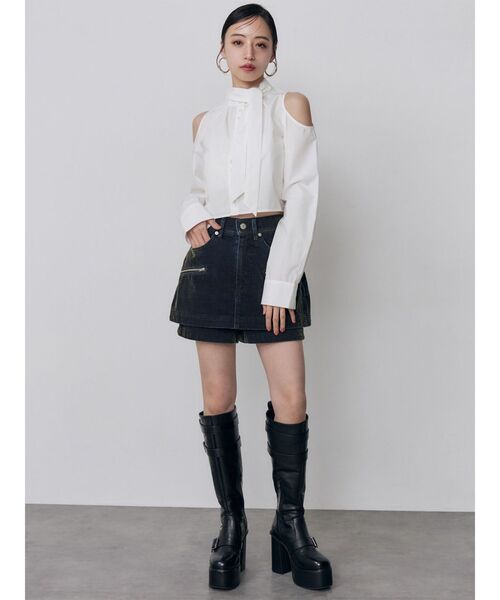 MURUA(ムルーア)の「【セットアップ対応】カラーモールデニムミニスカート 秋服(デニムスカート・レディース・パープル/カーキ/ブルー/ボルドー・1/2)」の10枚目の写真