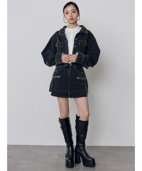 MURUA(ムルーア)の「【セットアップ対応】カラーモールデニムミニスカート 秋服(デニムスカート・レディース・パープル/カーキ/ブルー/ボルドー・1/2)」の16枚目の写真