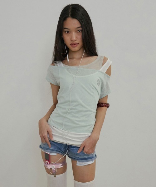 SCULPTOR(スカルプター)の「Lazy Sleeveless Layered Tee(Tシャツ/カットソー・レディース・ミント・SMALL/MEDIUM)」の1枚目の写真