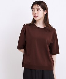 【UVカット・洗濯機◎】Tシャツ感覚で着られるコットン混ニット