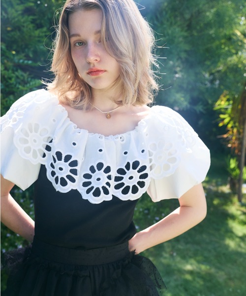 FLOWER EMBROIDERY TOPS（フラワーエンブロイダリートップス）（T 
