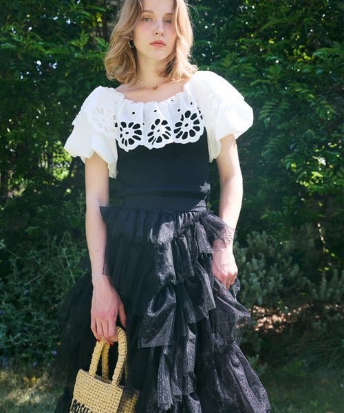FLOWER EMBROIDERY TOPS（フラワーエンブロイダリートップス）（T 