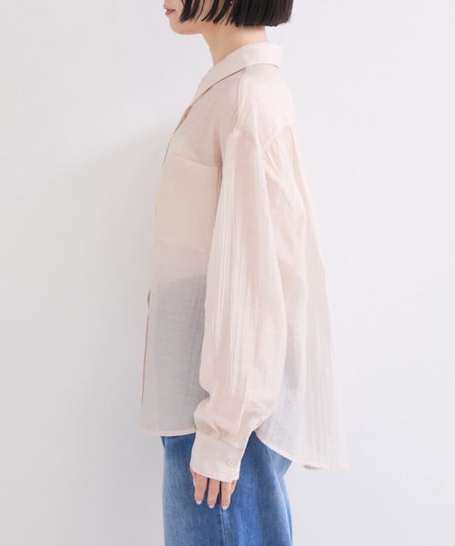 le cercle ADAM ET ROPE'(ルセルクルアダムエロペ)の「楊柳シアーシャツ(シャツ/ブラウス・レディース・ダークブラウン/ピンク/ベージュ・FREE)」の14枚目の写真