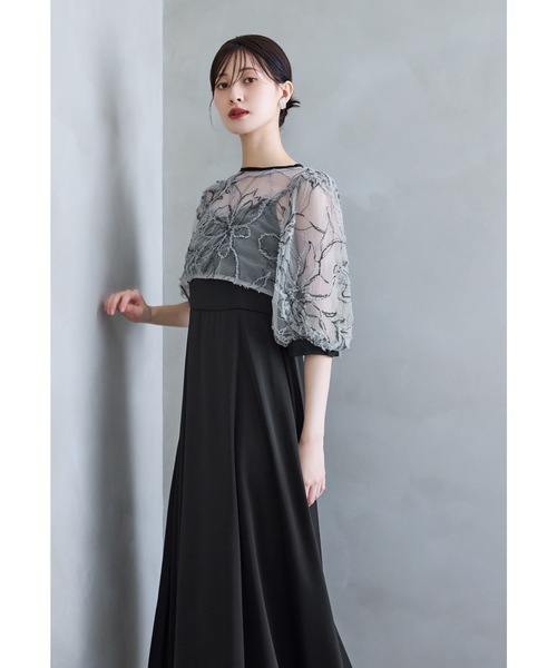 niana(ニアナ)の「刺繍レースボレロセットドレス 2点セット キャミワンピース 結婚式 成人式 二次会 同窓会 入学式 卒業式 パーティードレス オケージョンドレス お呼ばれ(ドレス・レディース・グリーン系その他/ベージュ系その他/ブラック系その他・M/S)」の2枚目の写真