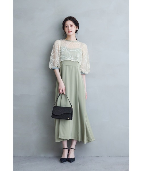 niana(ニアナ)の「刺繍レースボレロセットドレス 2点セット キャミワンピース 結婚式 成人式 二次会 同窓会 入学式 卒業式 パーティードレス オケージョンドレス お呼ばれ(ドレス・レディース・グリーン系その他/ベージュ系その他/ブラック系その他・M/S)」の4枚目の写真