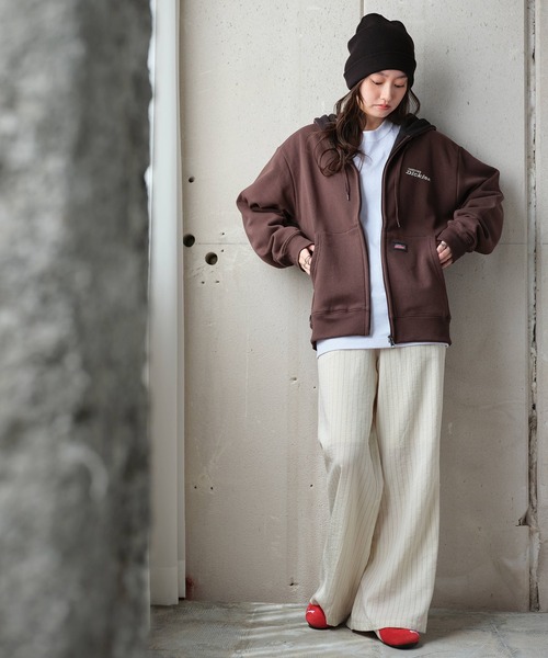 Dickies(ディッキーズ)の「【GENUINE DICKIES/ジェニュインディッキーズ】裏起毛 配色 刺繍ロゴ ワッフルフリース フルジップパーカー(パーカー・メンズ・グレイッシュベージュ/オートミール/ブラウン/ブラック・M/L/XL)」の19枚目の写真