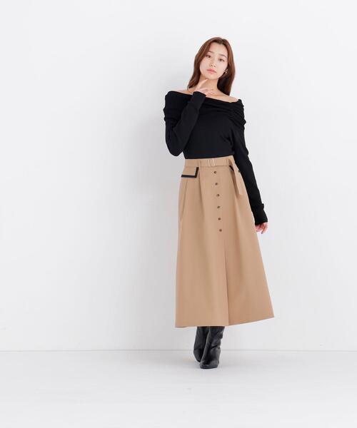 NATURAL BEAUTY BASIC(ナチュラルビューティーベーシック)の「トレンチディティールスカート(スカート・レディース・ダークブラウン/ベージュ/チャコールグレー・SMALL/MEDIUM)」の16枚目の写真