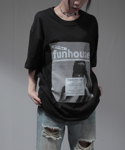 nonomi（ノノミ）の「オーバーサイズ レトログラフィックプリント 半袖Tシャツ / ビッグシルエット カットソー（Tシャツ/カットソー・レディース・ブラック/ホワイト・XL）」の6枚目の写真