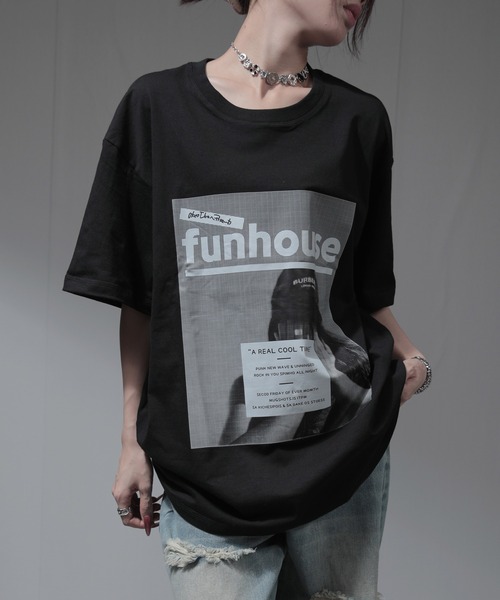 nonomi（ノノミ）の「オーバーサイズ レトログラフィックプリント 半袖Tシャツ / ビッグシルエット カットソー（Tシャツ/カットソー・レディース・ブラック/ホワイト・XL）」の10枚目の写真