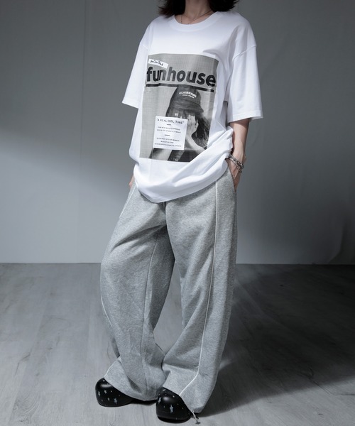 nonomi（ノノミ）の「オーバーサイズ レトログラフィックプリント 半袖Tシャツ / ビッグシルエット カットソー（Tシャツ/カットソー・レディース・ブラック/ホワイト・XL）」の15枚目の写真