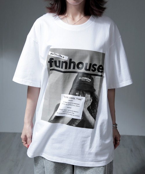 nonomi（ノノミ）の「オーバーサイズ レトログラフィックプリント 半袖Tシャツ / ビッグシルエット カットソー（Tシャツ/カットソー・レディース・ブラック/ホワイト・XL）」の16枚目の写真