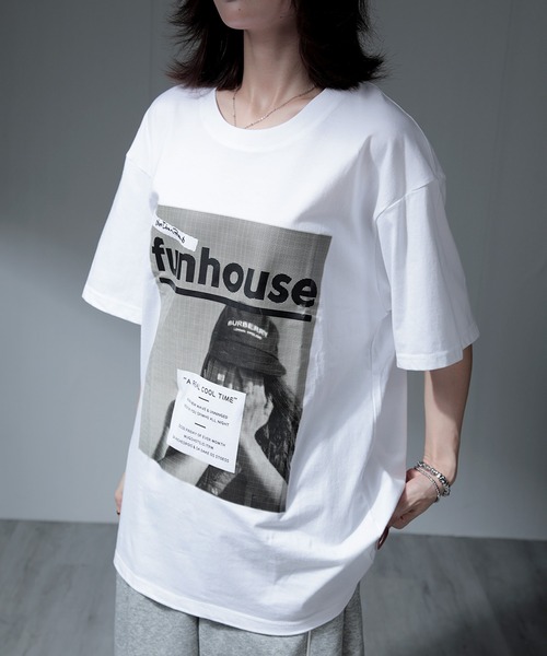 nonomi（ノノミ）の「オーバーサイズ レトログラフィックプリント 半袖Tシャツ / ビッグシルエット カットソー（Tシャツ/カットソー・レディース・ブラック/ホワイト・XL）」の18枚目の写真