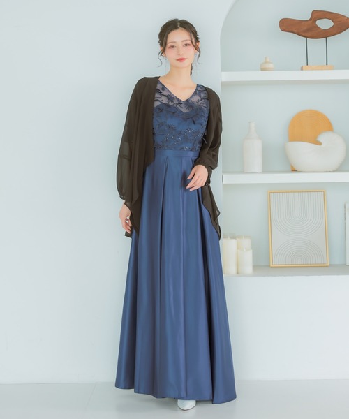 Retica(レティカ)の「結婚式 ボレロ 長袖 ドレープ シアー ロングカーディガン パーティー お呼ばれ 二次会(カーディガン/ボレロ・レディース・モカ/ライトグレー/ブラック・FREE)」の10枚目の写真