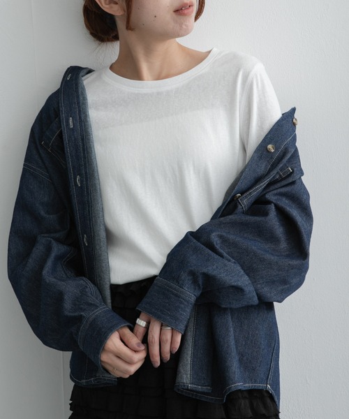 URBAN RESEARCH Sonny Label(アーバンリサーチサニーレーベル)の「スラブベーシックシアーロンTシャツ(Tシャツ/カットソー・レディース・ボルドー/オフホワイト/グレー・FREE)」の1枚目の写真