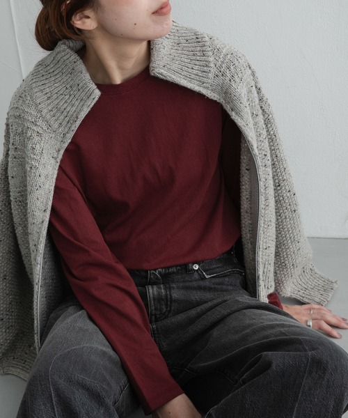 URBAN RESEARCH Sonny Label(アーバンリサーチサニーレーベル)の「スラブベーシックシアーロンTシャツ(Tシャツ/カットソー・レディース・ボルドー/オフホワイト/グレー・FREE)」の11枚目の写真