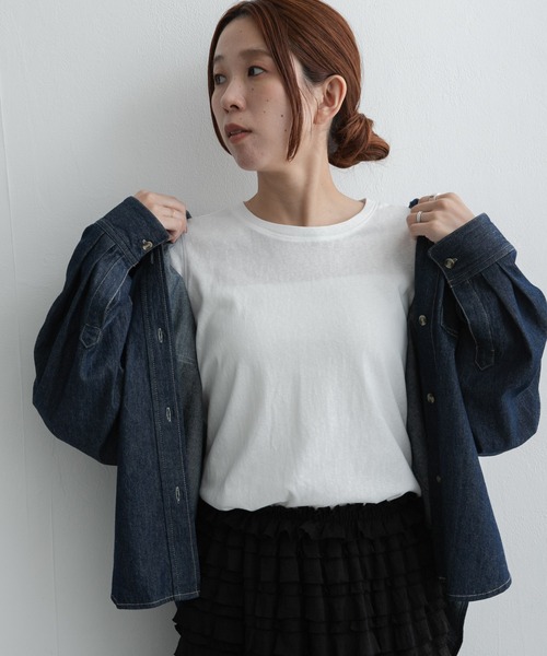 URBAN RESEARCH Sonny Label(アーバンリサーチサニーレーベル)の「スラブベーシックシアーロンTシャツ(Tシャツ/カットソー・レディース・ボルドー/オフホワイト/グレー・FREE)」の7枚目の写真