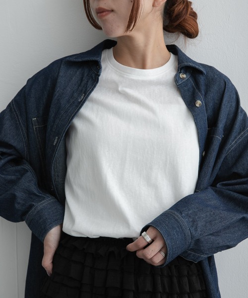 URBAN RESEARCH Sonny Label(アーバンリサーチサニーレーベル)の「スラブベーシックシアーロンTシャツ(Tシャツ/カットソー・レディース・ボルドー/オフホワイト/グレー・FREE)」の4枚目の写真