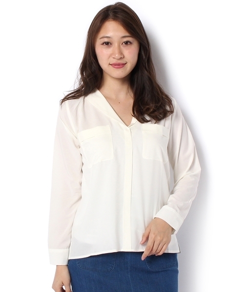 Chico(チコ)の「【who's who Chico 】 ミリタリースキッパーシャツ(シャツ/ブラウス・レディース・ホワイト/ブルー系その他/ピンクベージュ・FREE)」の8枚目の写真