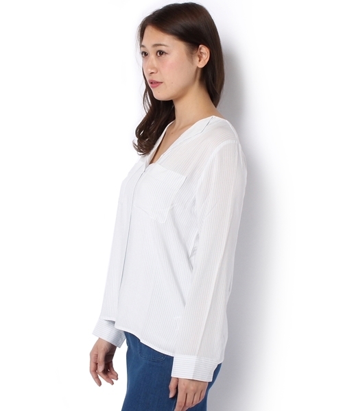 Chico(チコ)の「【who's who Chico 】 ミリタリースキッパーシャツ(シャツ/ブラウス・レディース・ホワイト/ブルー系その他/ピンクベージュ・FREE)」の10枚目の写真