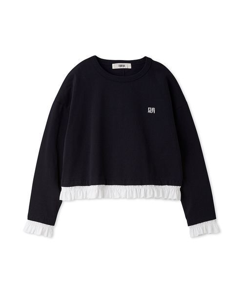 FURFUR（ファーファー）の「レイヤードライクフリルロングスリーブTシャツ（Tシャツ/カットソー・レディース・その他/グレー/ネイビー・F）」の2枚目の写真