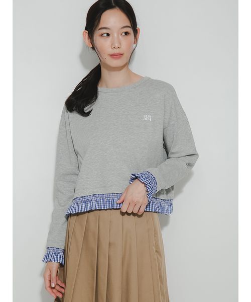 FURFUR（ファーファー）の「レイヤードライクフリルロングスリーブTシャツ（Tシャツ/カットソー・レディース・その他/グレー/ネイビー・F）」の5枚目の写真