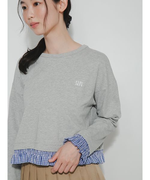 FURFUR（ファーファー）の「レイヤードライクフリルロングスリーブTシャツ（Tシャツ/カットソー・レディース・その他/グレー/ネイビー・F）」の8枚目の写真