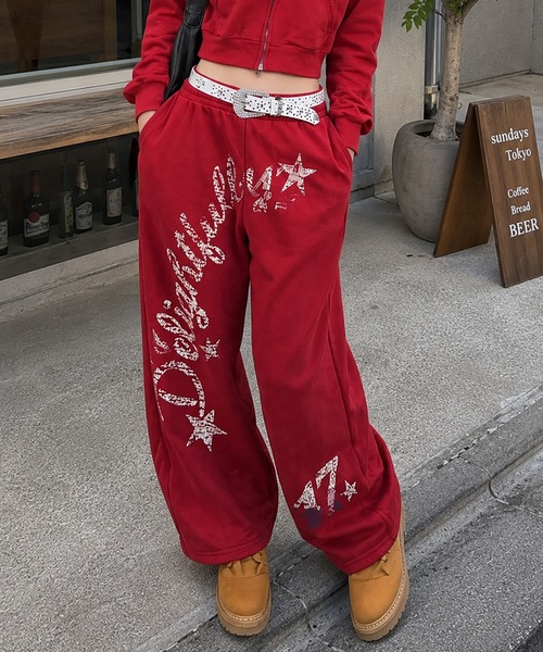 SPINNS(スピンズ)の「裏毛スウェットパンツ/47ロゴ/セットアップ対応/バディガール(スウェットパンツ・レディース・イエロー/ネイビー/レッド・ONESIZE)」の3枚目の写真