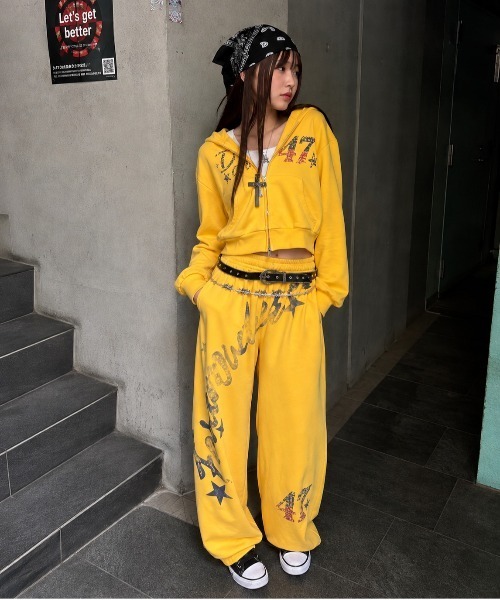 SPINNS(スピンズ)の「裏毛スウェットパンツ/47ロゴ/セットアップ対応/バディガール(スウェットパンツ・レディース・イエロー/ネイビー/レッド・ONESIZE)」の4枚目の写真