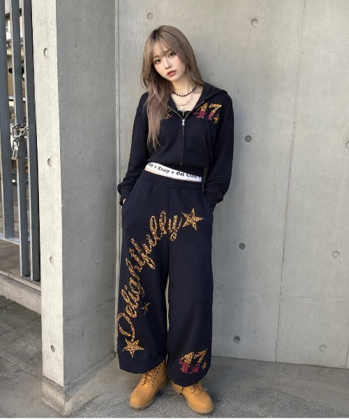 SPINNS(スピンズ)の「裏毛スウェットパンツ/47ロゴ/セットアップ対応/バディガール(スウェットパンツ・レディース・イエロー/ネイビー/レッド・ONESIZE)」の6枚目の写真
