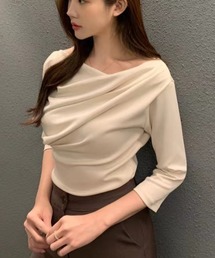 ノーカラー長袖TEE