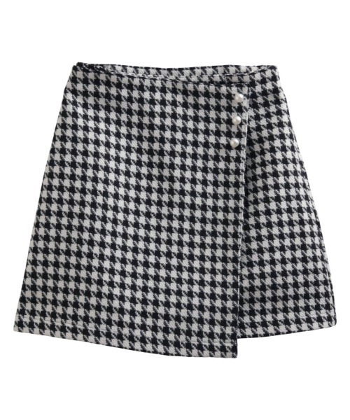 Fit more（フィットモア）の「パールボタン千鳥格子ラップスカート（スカート・レディース・ブルー/ブラウン/ブラック・S/M）」の21枚目の写真