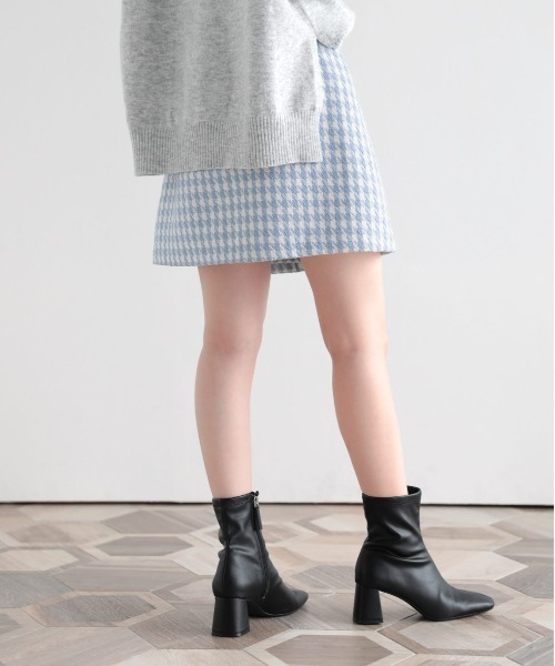 Fit more（フィットモア）の「パールボタン千鳥格子ラップスカート（スカート・レディース・ブルー/ブラウン/ブラック・S/M）」の14枚目の写真