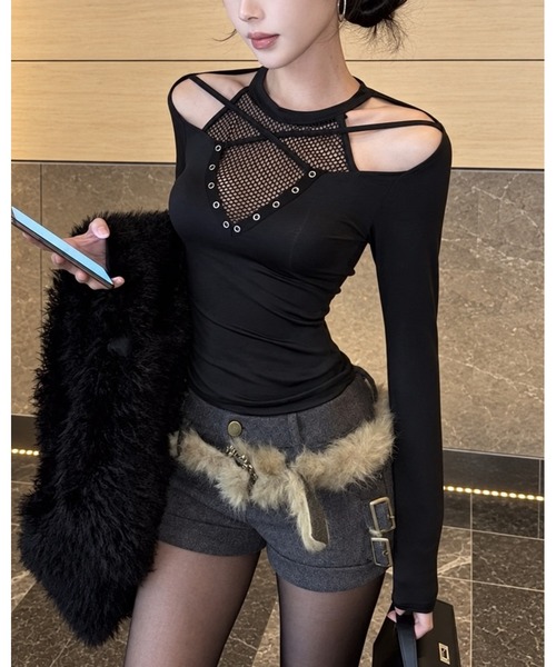 inst.ALL（インストール）の「メッシュレイヤードショルダーオープントップス（Tシャツ/カットソー・レディース・ブラック・M）」の20枚目の写真