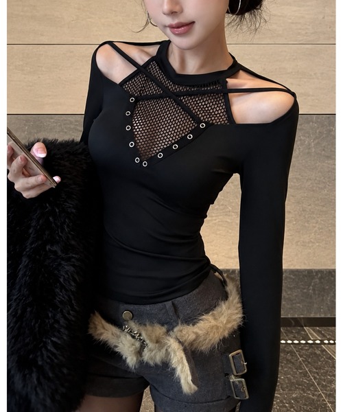 inst.ALL（インストール）の「メッシュレイヤードショルダーオープントップス（Tシャツ/カットソー・レディース・ブラック・M）」の19枚目の写真