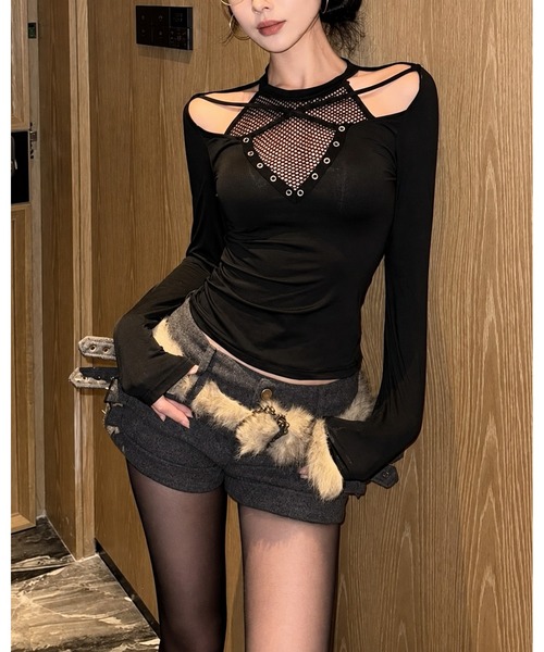 inst.ALL（インストール）の「メッシュレイヤードショルダーオープントップス（Tシャツ/カットソー・レディース・ブラック・M）」の17枚目の写真