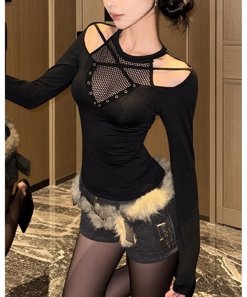 inst.ALL（インストール）の「メッシュレイヤードショルダーオープントップス（Tシャツ/カットソー・レディース・ブラック・M）」の16枚目の写真