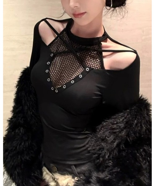 inst.ALL（インストール）の「メッシュレイヤードショルダーオープントップス（Tシャツ/カットソー・レディース・ブラック・M）」の13枚目の写真