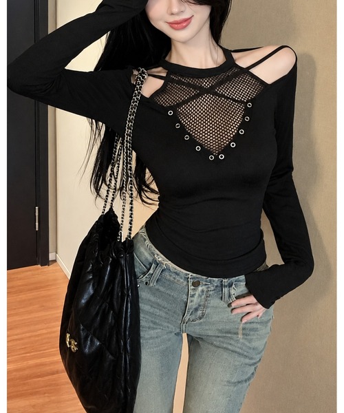 inst.ALL（インストール）の「メッシュレイヤードショルダーオープントップス（Tシャツ/カットソー・レディース・ブラック・M）」の12枚目の写真