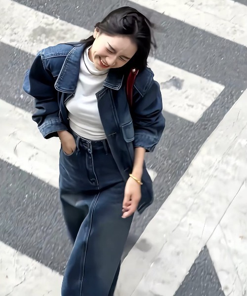FAVORITO(ファヴォリート)の「デニムシングルブレストシャツロングスカートセットアップ(セットアップ・レディース・ブルー・XL/L/M/S)」の2枚目の写真
